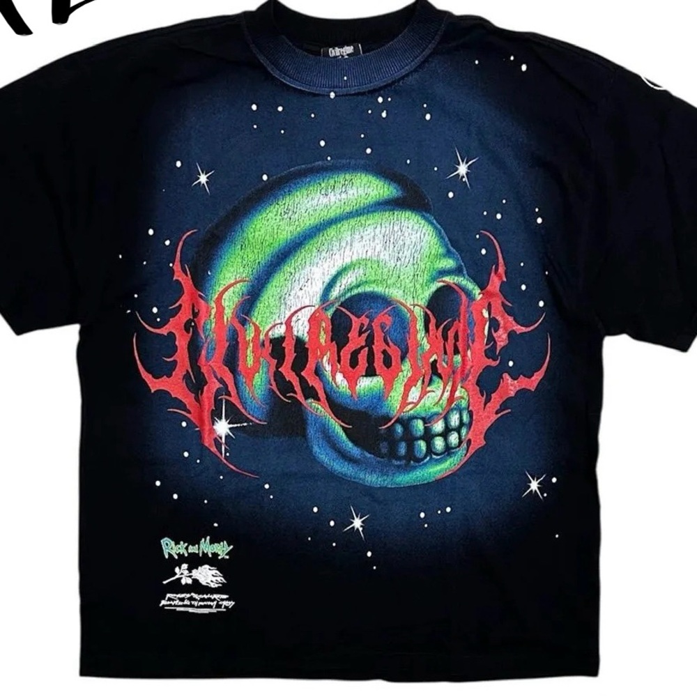 Black Graphic Tee with Skull Design